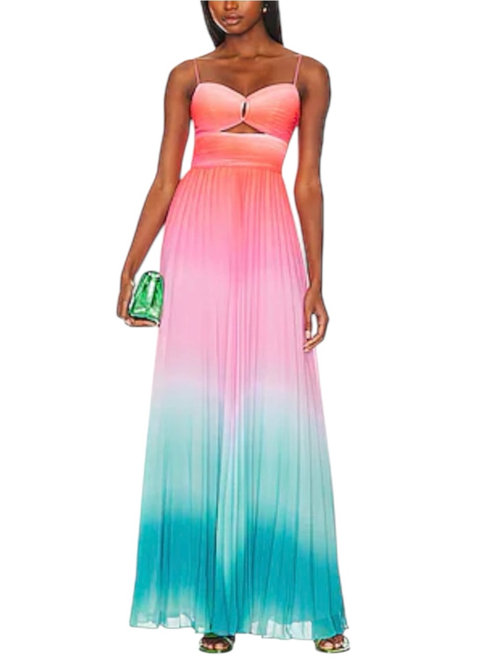 NWT AMUR Emmett Pleated Gown in Ombre Sunset Dress Size 2 - Picture 8 of 13
